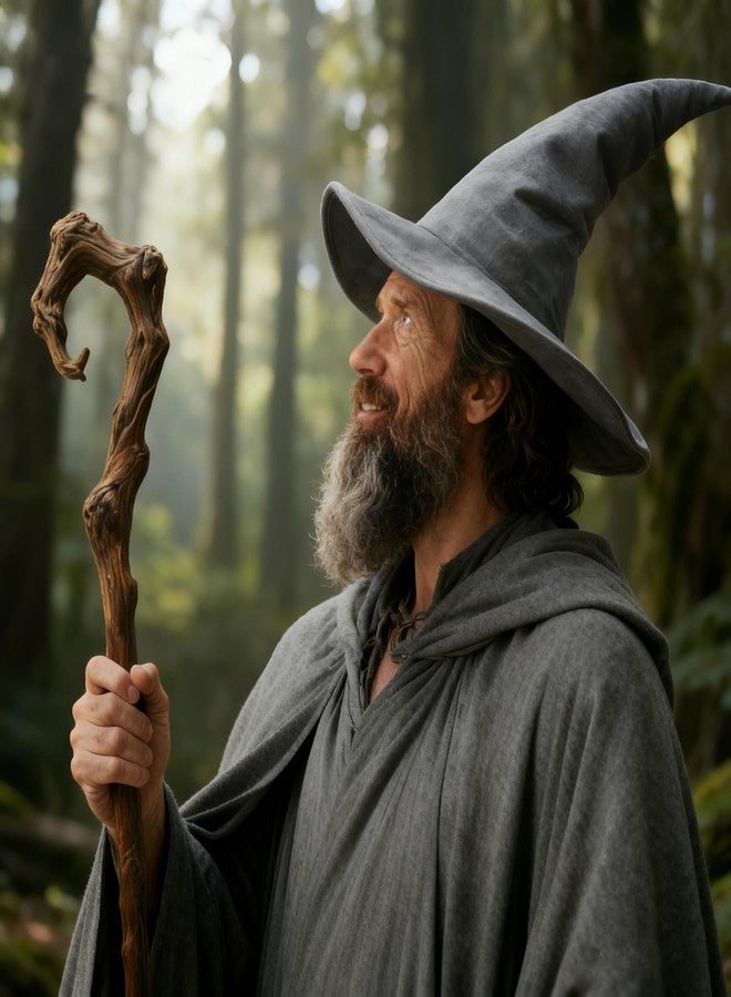 HOMELEX Grey Witch Hat Adult Wizard Hat Sorcerer Accessories Halloween - Image 3